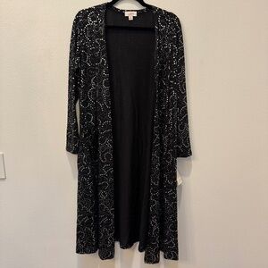 Brand New LuLaRoe Size M Black and Silver Sarah Cardigan